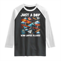 Funny Pilot Airplane Lovers Raglan Shirt Just A Boy Who Loves Planes - Wonder Print Shop