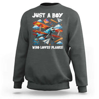 Funny Pilot Airplane Lovers Sweatshirt Just A Boy Who Loves Planes - Wonder Print Shop