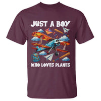 Funny Pilot Airplane Lovers T Shirt Just A Boy Who Loves Planes - Wonder Print Shop