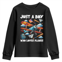 Funny Pilot Airplane Lovers Youth Sweatshirt Just A Boy Who Loves Planes - Wonder Print Shop