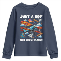 Funny Pilot Airplane Lovers Youth Sweatshirt Just A Boy Who Loves Planes - Wonder Print Shop