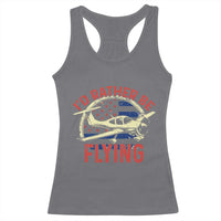Funny Airplane Pilot Racerback Tank Top I'd Rather Be Flying - Wonder Print Shop