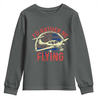 Funny Airplane Pilot Youth Sweatshirt I'd Rather Be Flying - Wonder Print Shop