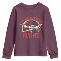 Funny Airplane Pilot Youth Sweatshirt I'd Rather Be Flying - Wonder Print Shop