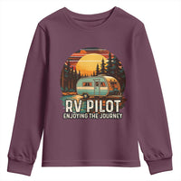 RV Pilot Enjoying The Journey Youth Sweatshirt Funny Camping Lover - Wonder Print Shop