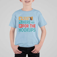 RV Camping Caravan Motorhome T Shirt For Kid Just Here For The Hookups - Wonder Print Shop