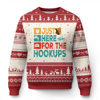 RV Camping Caravan Motorhome Ugly Christmas Sweater Just Here For The Hookups - Wonder Print Shop