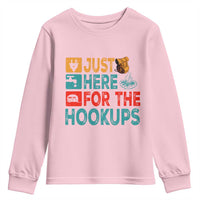 RV Camping Caravan Motorhome Youth Sweatshirt Just Here For The Hookups - Wonder Print Shop