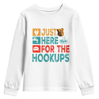 RV Camping Caravan Motorhome Youth Sweatshirt Just Here For The Hookups - Wonder Print Shop