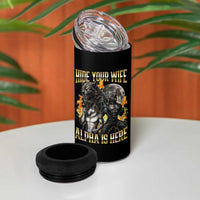 Hide Your Wife The Alpha is Here 4 in 1 Can Cooler Tumbler Cringe Werewolf Alpha Meme Humor
