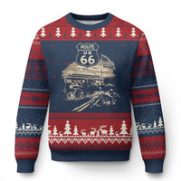 Route Highway 66 100 Year Centennial Motorcycle Americana Road Sign Ugly Christmas Sweater
