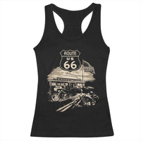 Route Highway 66 100 Year Centennial Motorcycle Americana Road Sign Racerback Tank Top