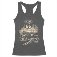 Route Highway 66 100 Year Centennial Motorcycle Americana Road Sign Racerback Tank Top