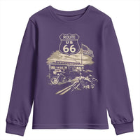 Route Highway 66 100 Year Centennial Motorcycle Americana Road Sign Youth Sweatshirt