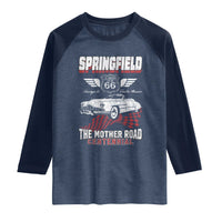 Springfield Missouri US Highway 66 Centennial Keepsake Raglan Shirt Vintage 1950 Classic American Car Convertible