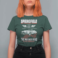 Springfield Missouri US Highway 66 Centennial Keepsake T Shirt For Women Vintage 1950 Classic American Car Convertible