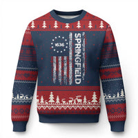 Springfield Massachusetts American Flag Established 1636 Ugly Christmas Sweater