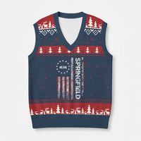 Springfield Massachusetts American Flag Established 1636 V-Neck Knit Sweater Vest