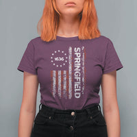 Springfield Massachusetts American Flag Established 1636 T Shirt For Women