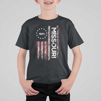 Missouri Missourian MO American Flag Established 1821 T Shirt For Kid