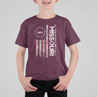 Missouri Missourian MO American Flag Established 1821 T Shirt For Kid
