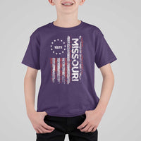 Missouri Missourian MO American Flag Established 1821 T Shirt For Kid