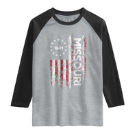 Missouri Missourian MO American Flag Established 1821 Raglan Shirt