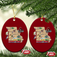 Missouri Map Landmarks Major Cities Roads Flag Ceramic Ornament