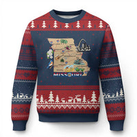 Missouri Map Landmarks Major Cities Roads Flag Ugly Christmas Sweater