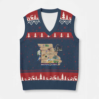 Missouri Map Landmarks Major Cities Roads Flag V-Neck Knit Sweater Vest