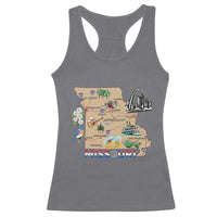 Missouri Map Landmarks Major Cities Roads Flag Racerback Tank Top
