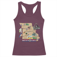 Missouri Map Landmarks Major Cities Roads Flag Racerback Tank Top