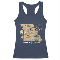 Missouri Map Landmarks Major Cities Roads Flag Racerback Tank Top