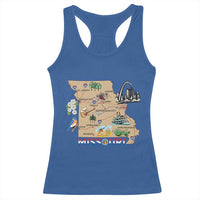 Missouri Map Landmarks Major Cities Roads Flag Racerback Tank Top