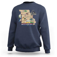 Missouri Map Landmarks Major Cities Roads Flag Sweatshirt