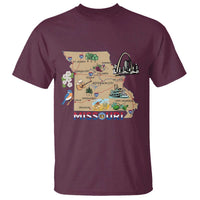 Missouri Map Landmarks Major Cities Roads Flag T Shirt