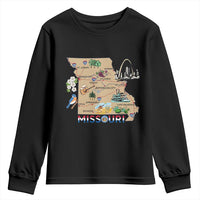 Missouri Map Landmarks Major Cities Roads Flag Youth Sweatshirt