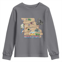 Missouri Map Landmarks Major Cities Roads Flag Youth Sweatshirt