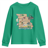 Missouri Map Landmarks Major Cities Roads Flag Youth Sweatshirt
