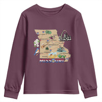 Missouri Map Landmarks Major Cities Roads Flag Youth Sweatshirt