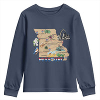 Missouri Map Landmarks Major Cities Roads Flag Youth Sweatshirt