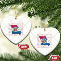 Missouri Flag Map State Distressed Ceramic Ornament