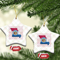 Missouri Flag Map State Distressed Ceramic Ornament