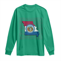 Missouri Flag Map State Distressed Long Sleeve Shirt