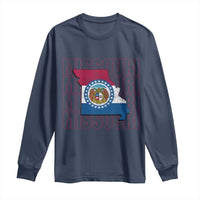 Missouri Flag Map State Distressed Long Sleeve Shirt