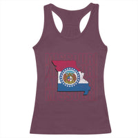 Missouri Flag Map State Distressed Racerback Tank Top