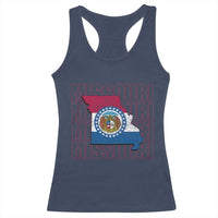 Missouri Flag Map State Distressed Racerback Tank Top
