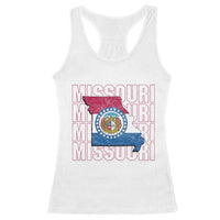 Missouri Flag Map State Distressed Racerback Tank Top