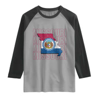 Missouri Flag Map State Distressed Raglan Shirt