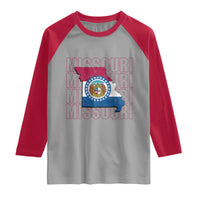 Missouri Flag Map State Distressed Raglan Shirt